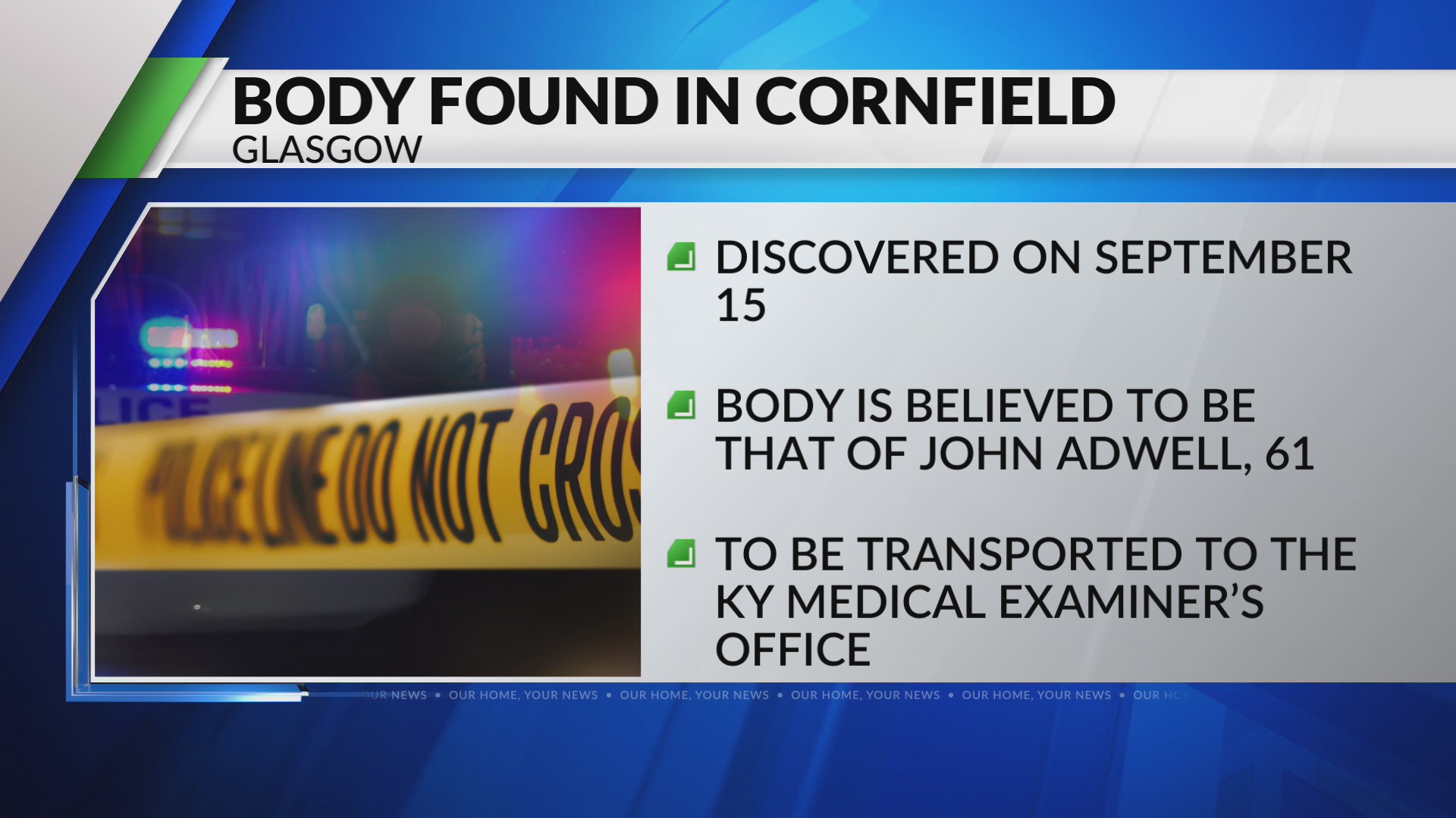 Body believed to be missing man found in Glasgow corn field