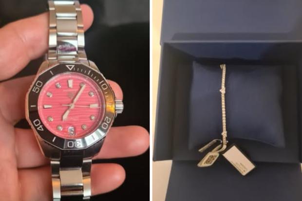 High value diamond bracelet and TAG Heuer watch stolen from car outside ...