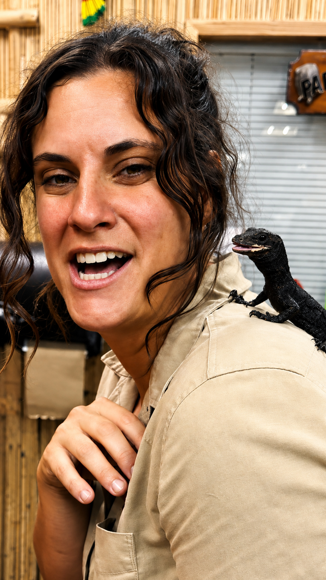 This monitor lizard went straight for her face