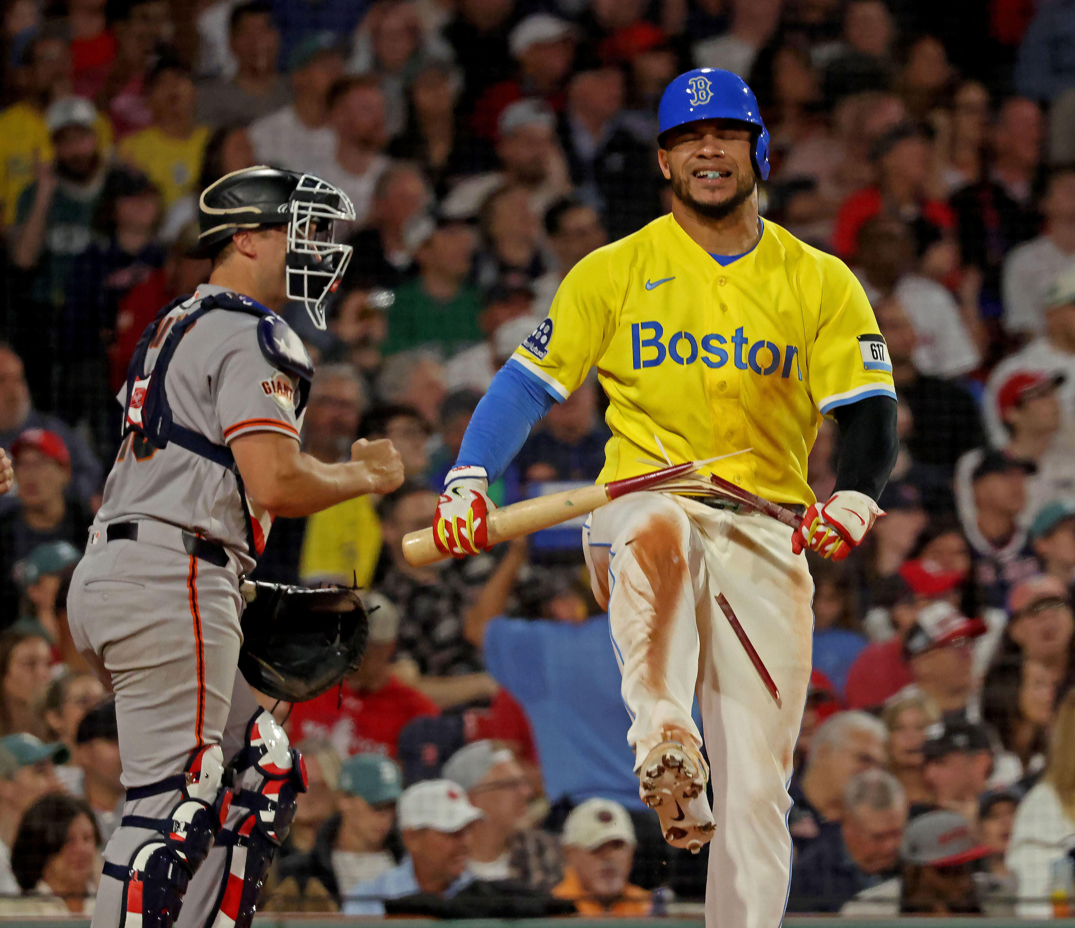 Red Sox slugger out of lineup a day after getting hit by pitch on hand