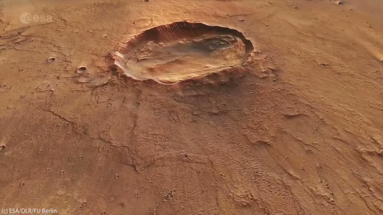 Fly through a 'butterfly crater' on Mars in stunning animation