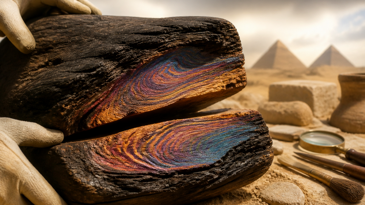 5,000-year-old bog oak reveals a rare color hidden since the age of the ...