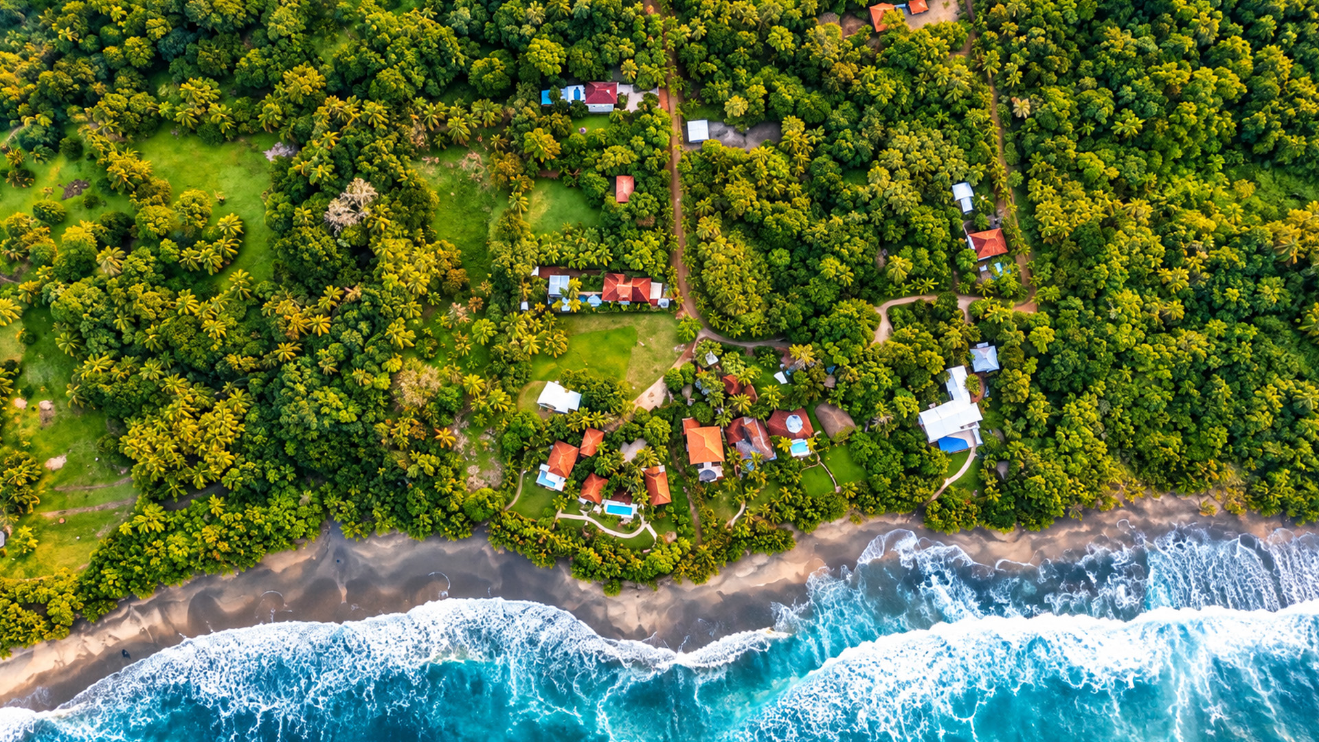Tropical homes hidden along Playa Hermosa’s coast