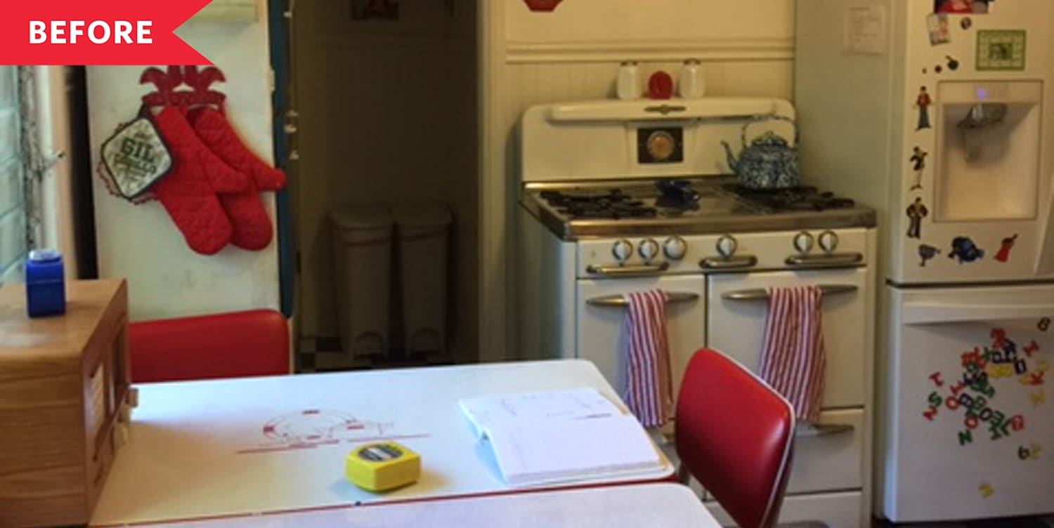 This kitchen got a 1940s-style redo - somehow, it's bright and modern too