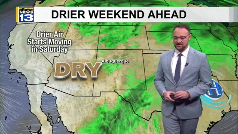 Drier air moves into New Mexico through the weekend