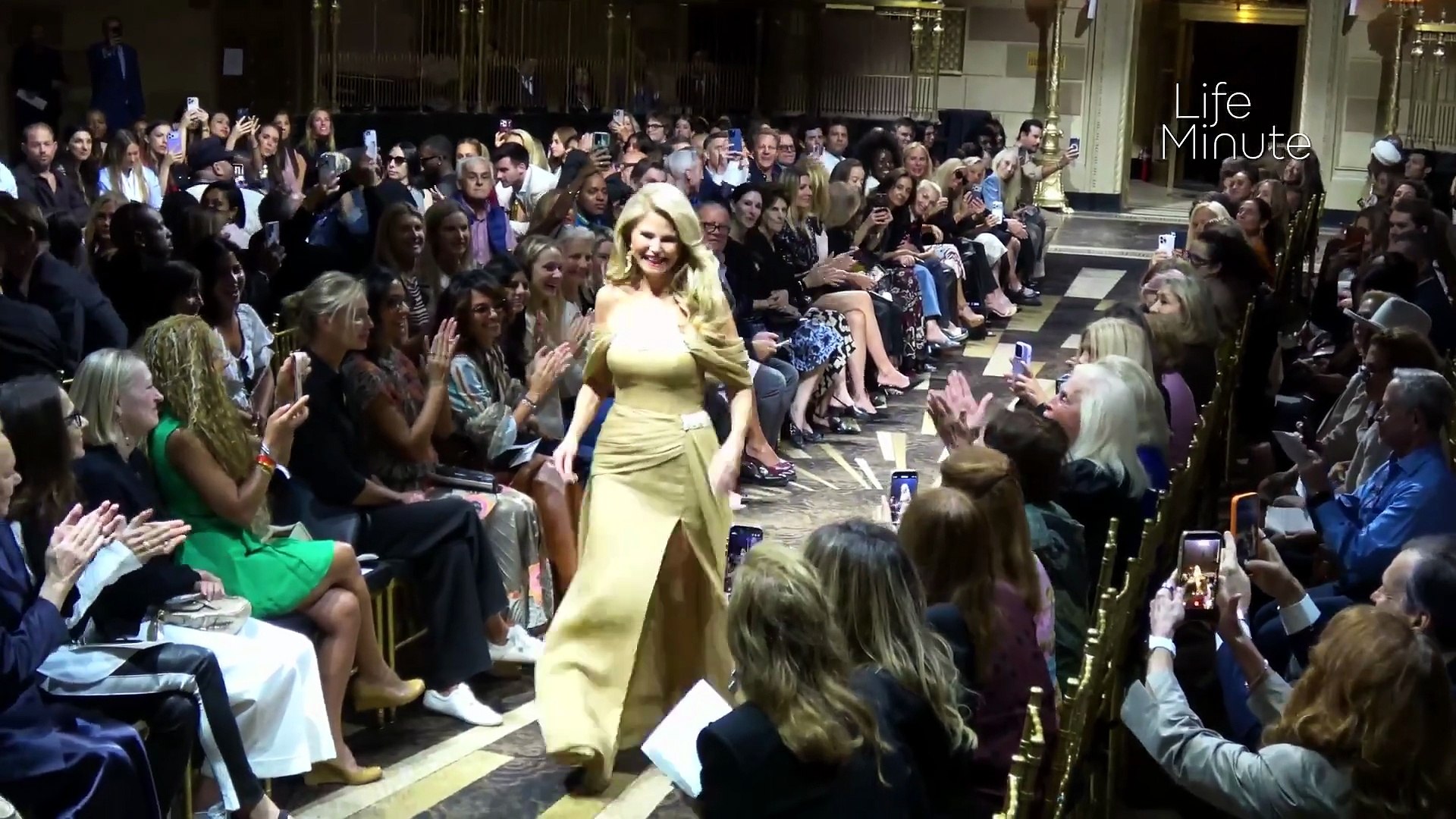 Christie Brinkley closes Dennis Basso's spring 2027 'Uptown Girl' show ...