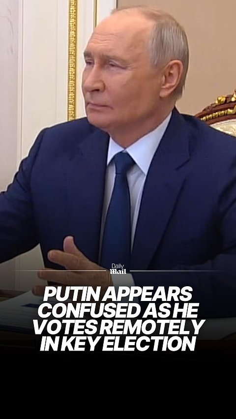Putin appears lost as he votes remotely in key election
