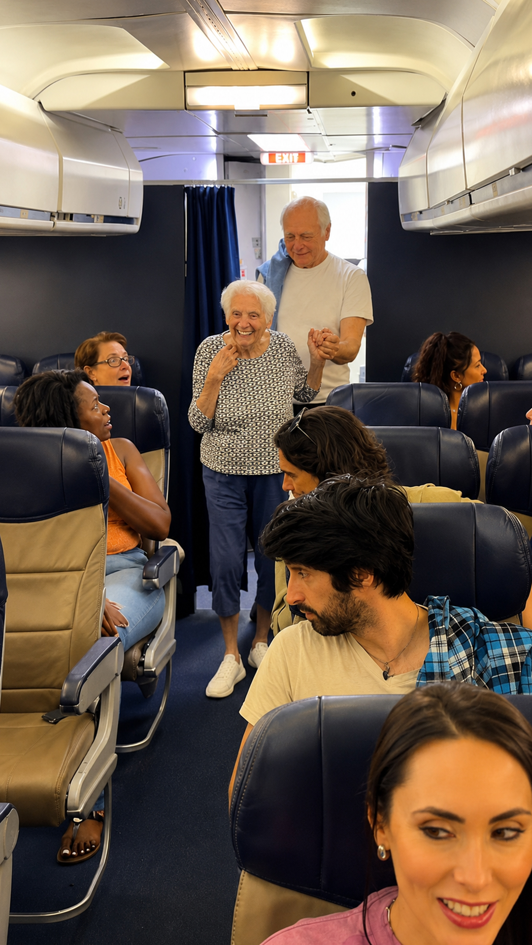Senior couple flight moment catches passengers completely off guard