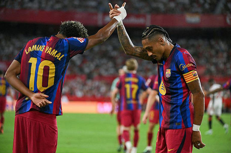 Calificaciones de los jugadores del Barcelona contra el Sevilla: El estado de forma histórico de Raphinha está por encima del nivel de Messi.