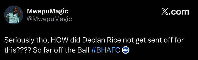 Rice AVOIDS red card despite appearing to kick out at opponent: Reason star not sent off revealed