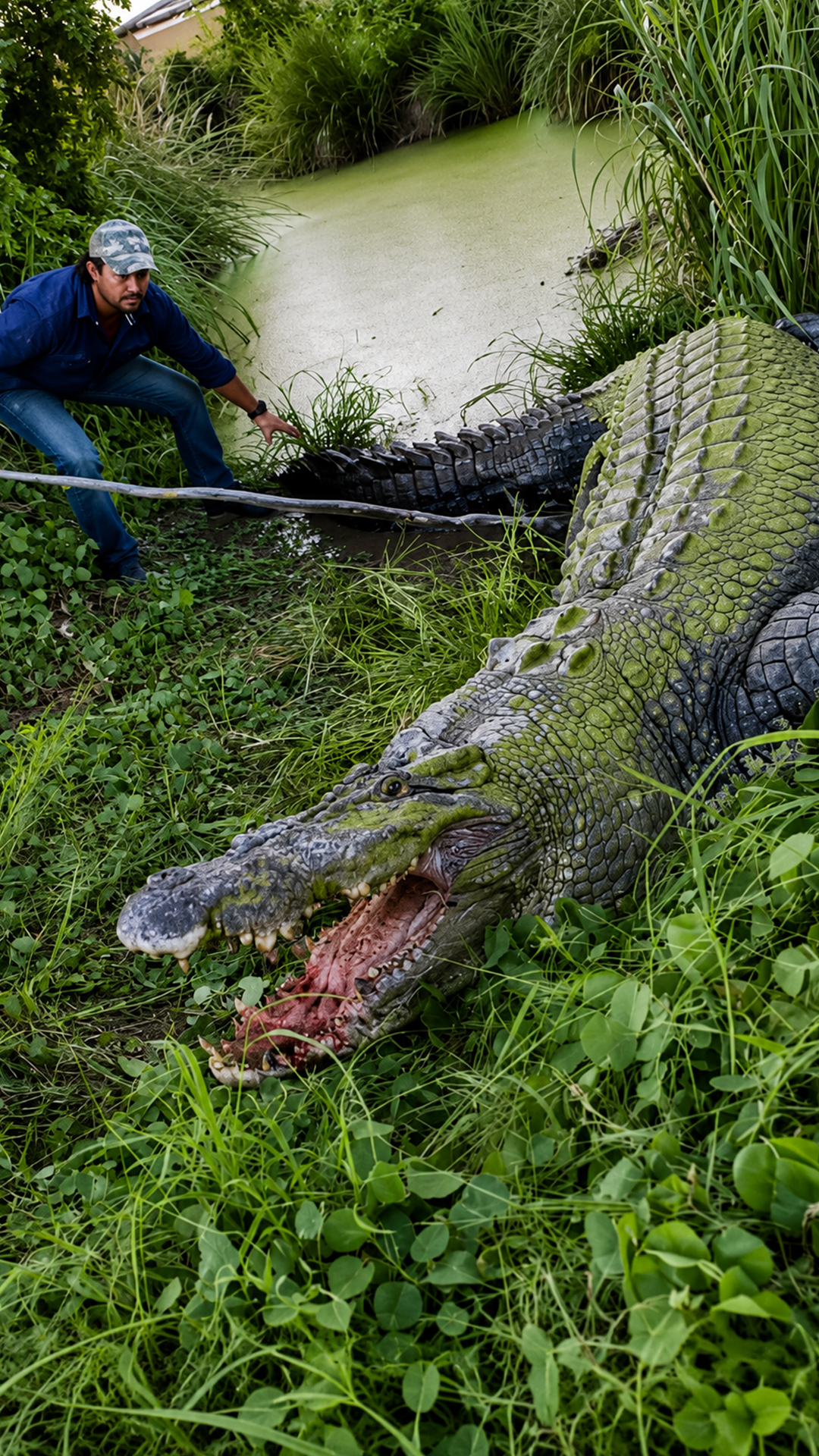 Watch a handler show off a massive crocodile over 2,000 pounds