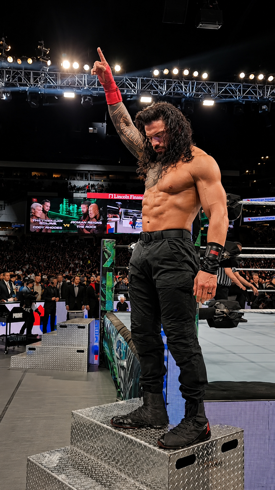 Roman Reigns WWE arena entrance commands electric crowd reaction