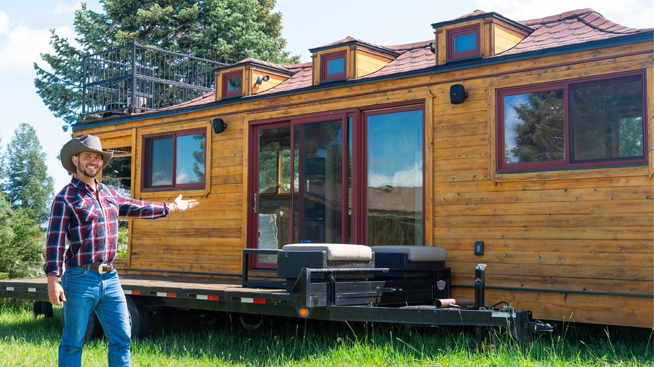 His ranch style tiny home on wheels is full of surprises
