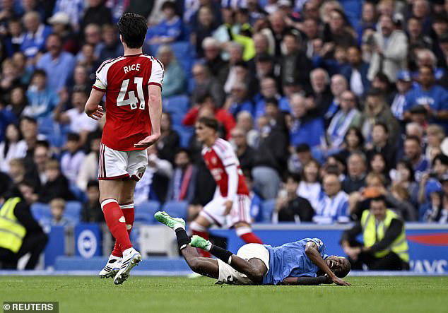 The Arsenal midfielder lost his cool during his side's 3-0 defeat as he hunted his opponent down late on