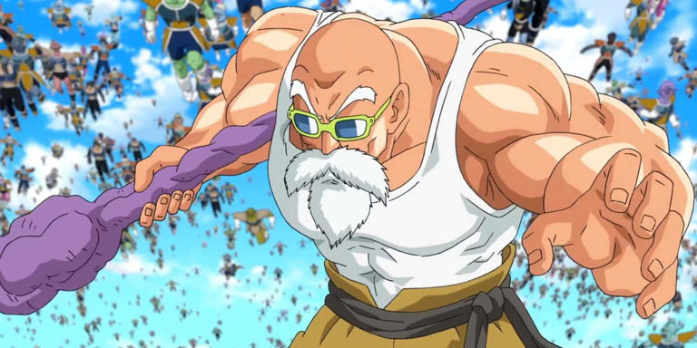 Master Roshi fights the New Frieza Army in his Max Power form in Dragon Ball Super.