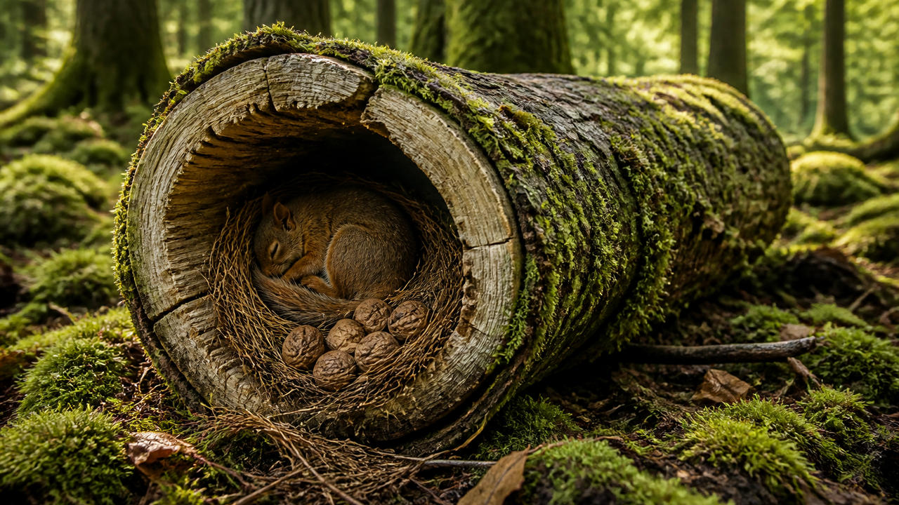 Abandoned log is cut open to reveal an unexpected surprise hidden inside