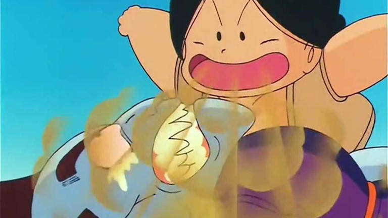 Upa uses garlic breath to subdue Fangs the Vampire in Dragon Ball.