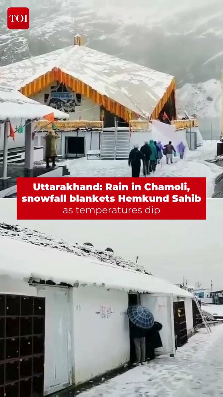 Snowfall covers Hemkund Sahib as pilgrims continue journey