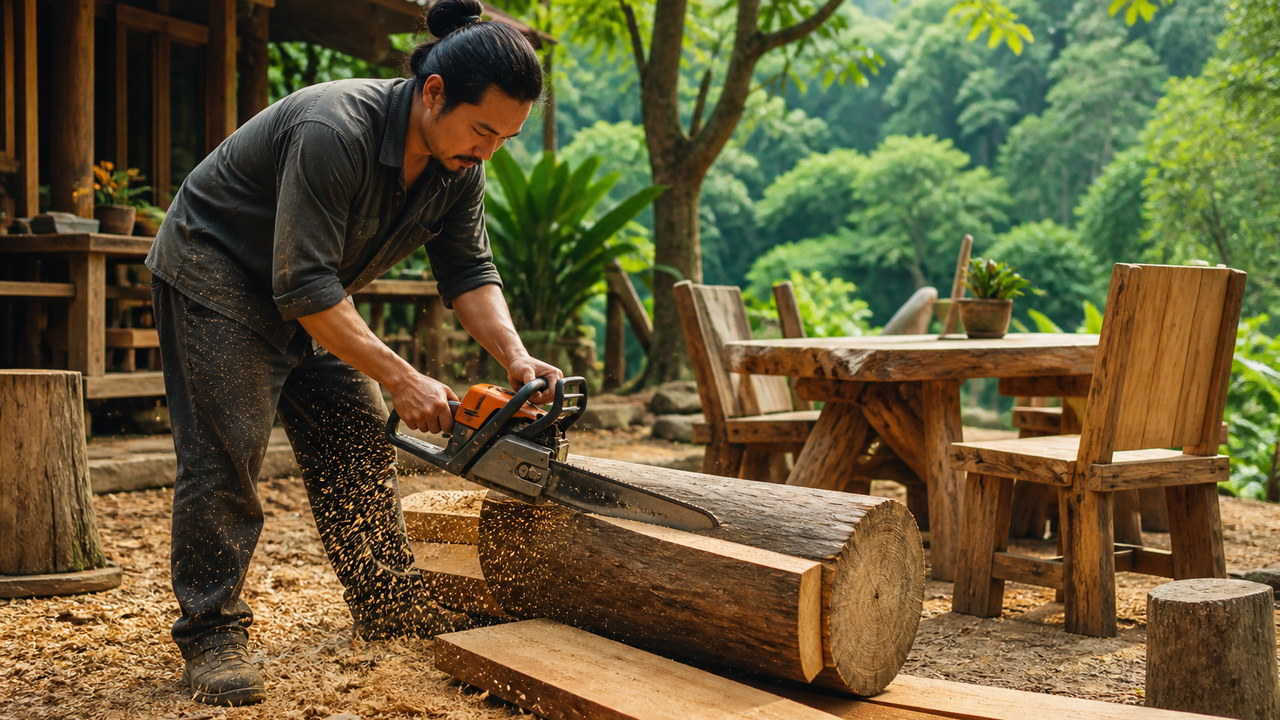 One clever chainsaw cutting method turns a single log into an entire ...