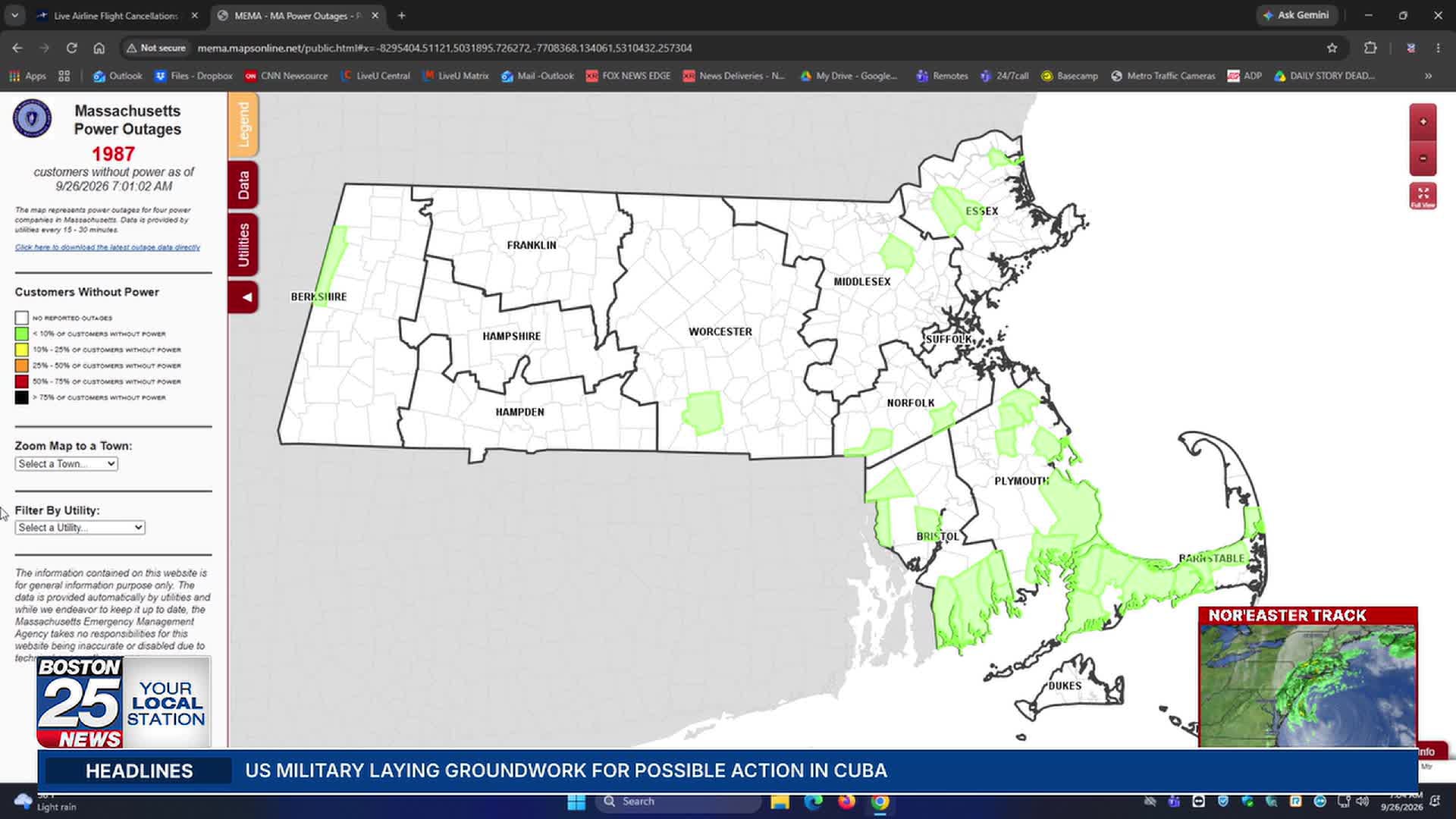 Mass. nor’easter power outage tracker: Thousands in the dark as storm rages