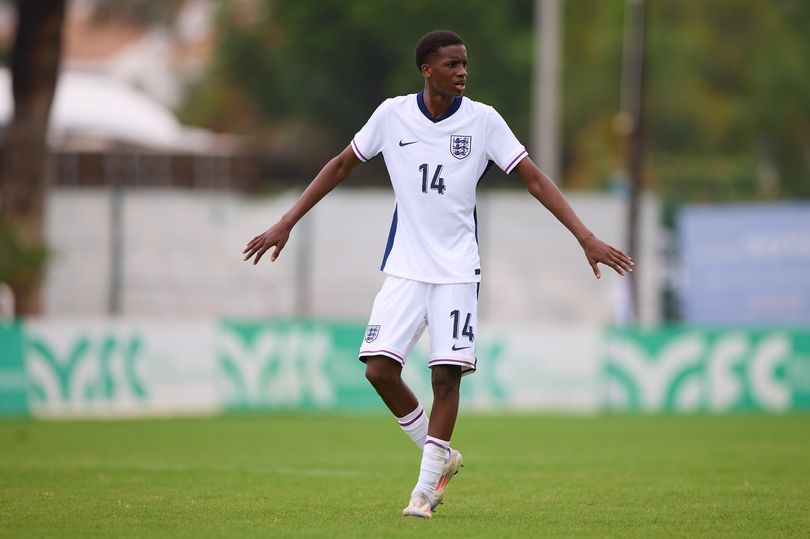 Trey Nyoni of England reacts during the International match between England U18 and Ukraine U18