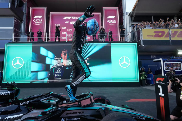 George Russell holds off Verstappen in close finish in Azerbaijan to ...
