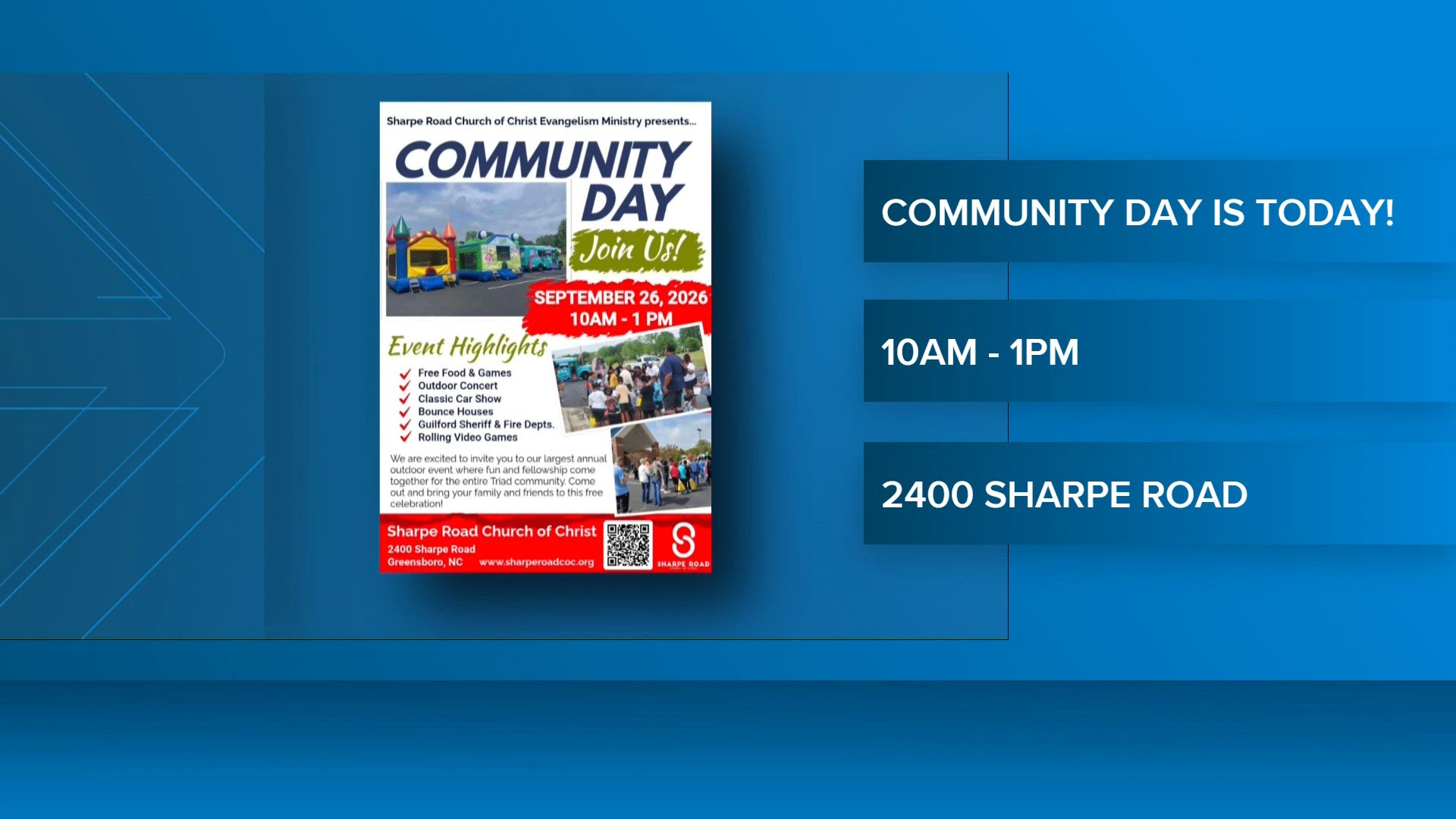 Sharpe Road Church of Christ is hosting a community day!