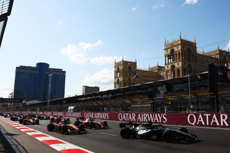 F1 Azerbaijan GP: George Russell holds off late Max Verstappen charge ...