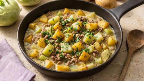 Kohlrabi-Hackfleisch-Pfanne mit Kartoffeln: Das beste Gericht, wenn es ...