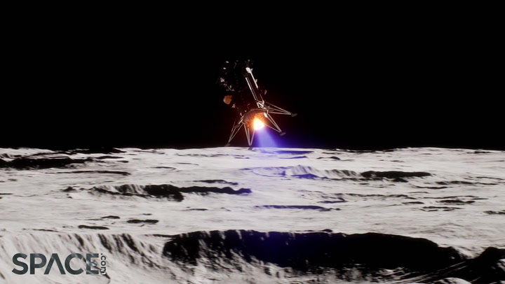 Animation shows Intuitive Machines Nova-C lander touching down on the moon