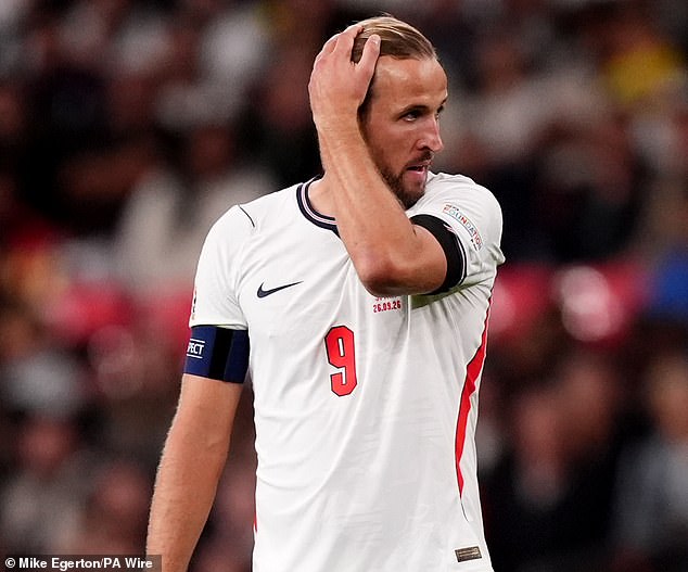 Harry Kane headed in for England but smashed his penalty kick against the crossbar after slipping
