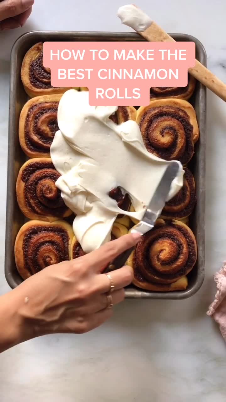 Warm cinnamon rolls with cream cheese frosting