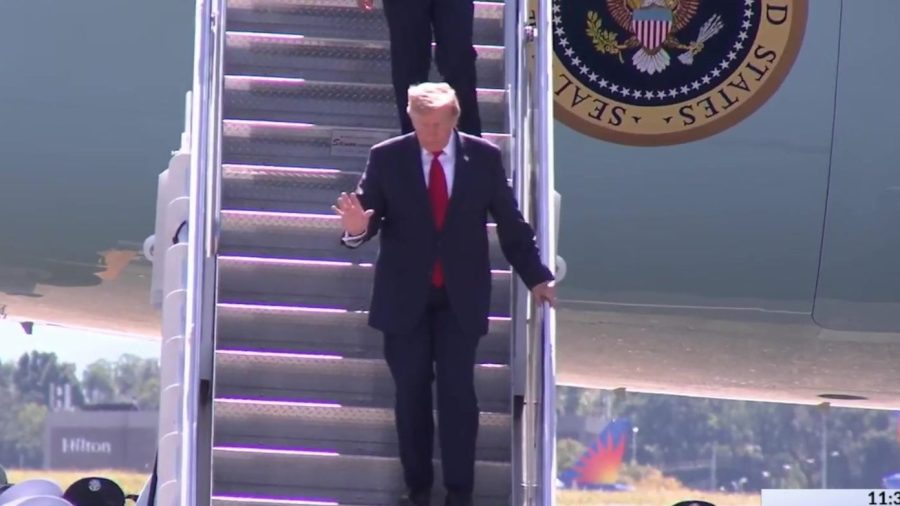 President Donald Trump arrives at McGhee Tyson for Tennessee-Texas game