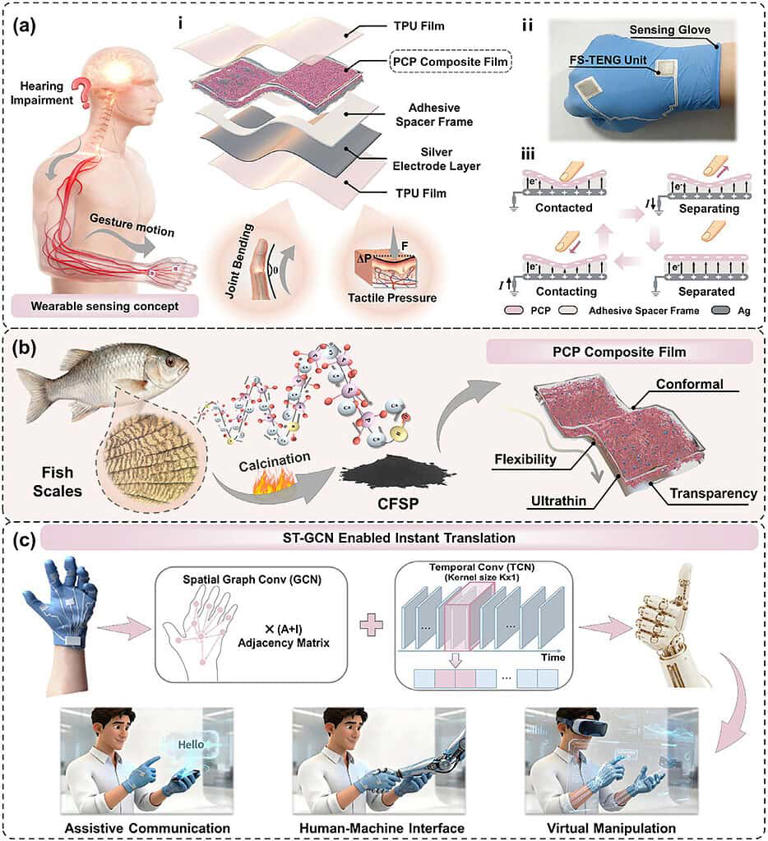 A smart glove made with fish scales can translate simple sign language