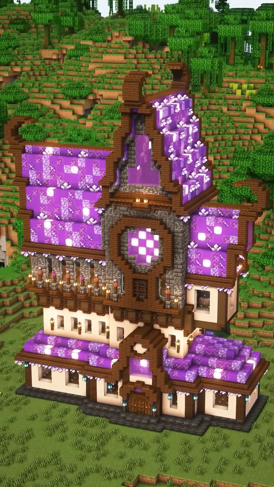 Beautiful purple fantasy house for Minecraft