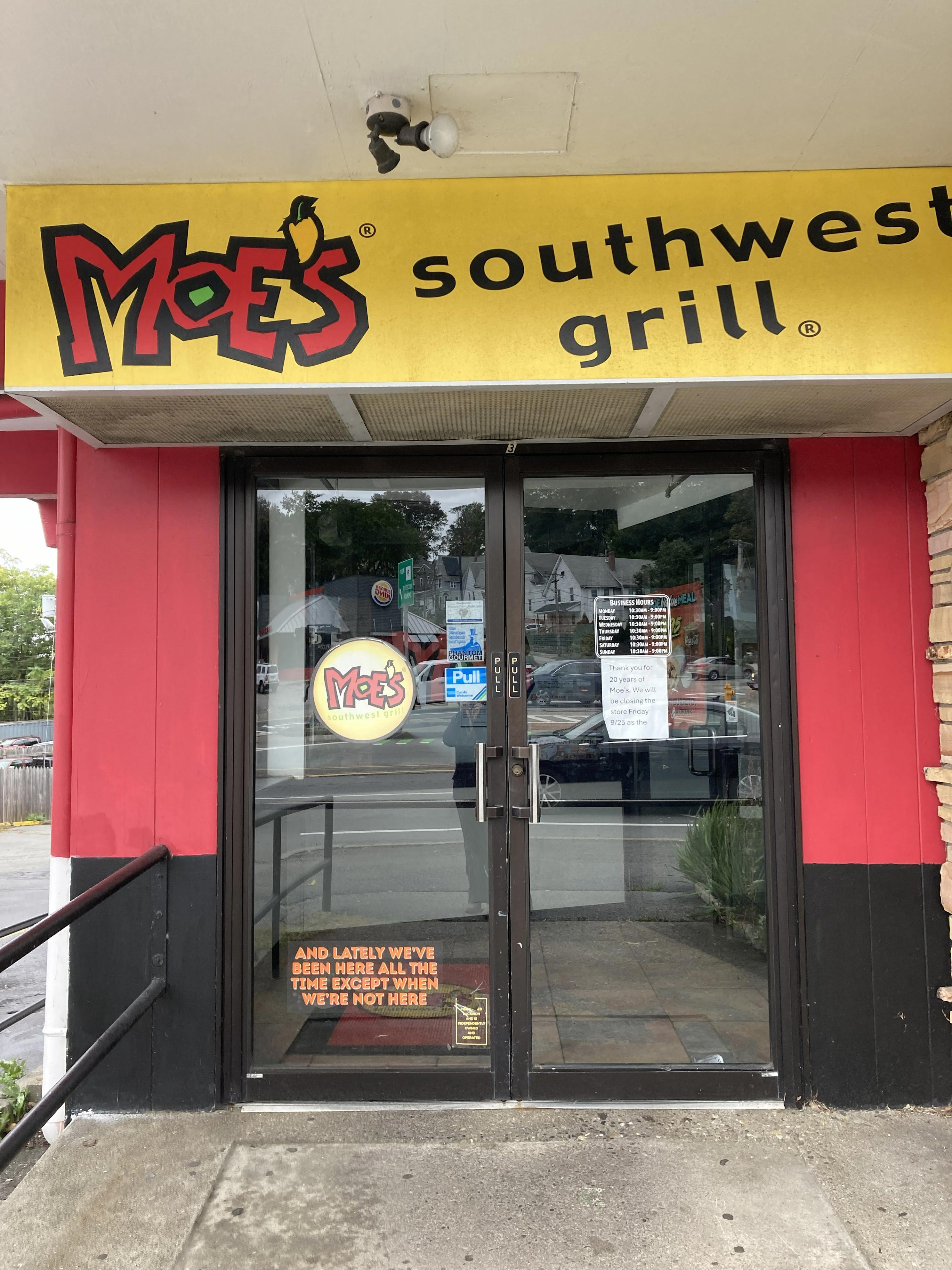 Moe's Southwest Grill in Webster Square has closed