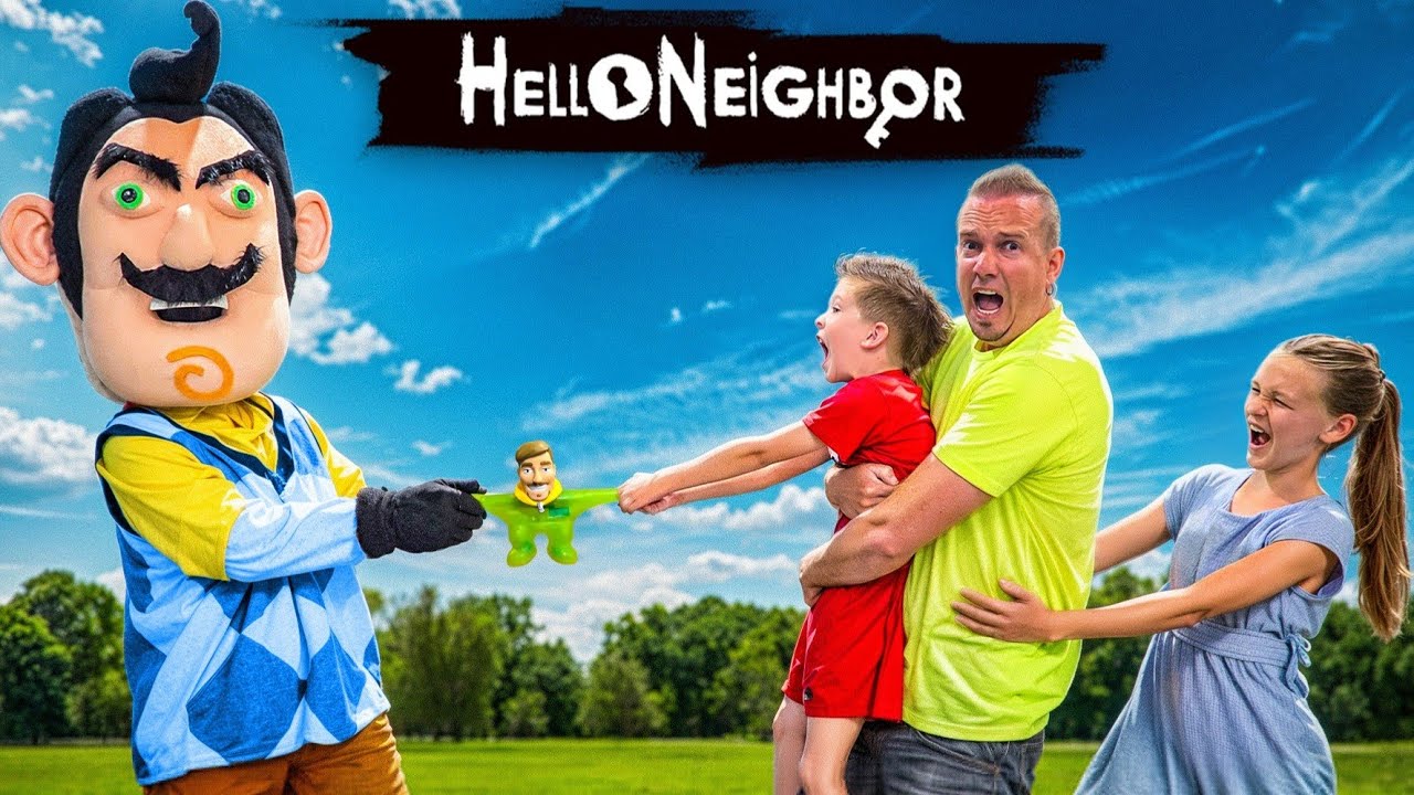 Hello neighbor steals our Mr Beast slime lab swarms