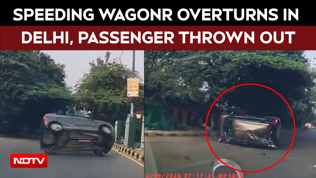Delhi: Speeding WagonR hits divider, overturns near Shakti Nagar ...