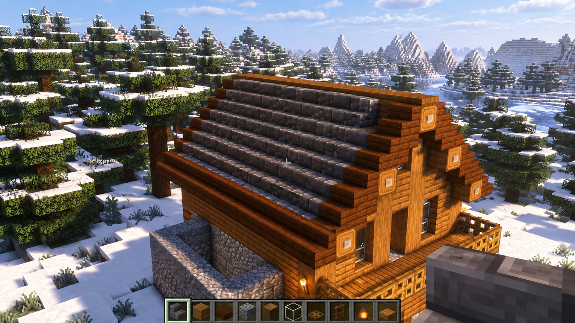 This Minecraft starter house has the perfect rustic winter look