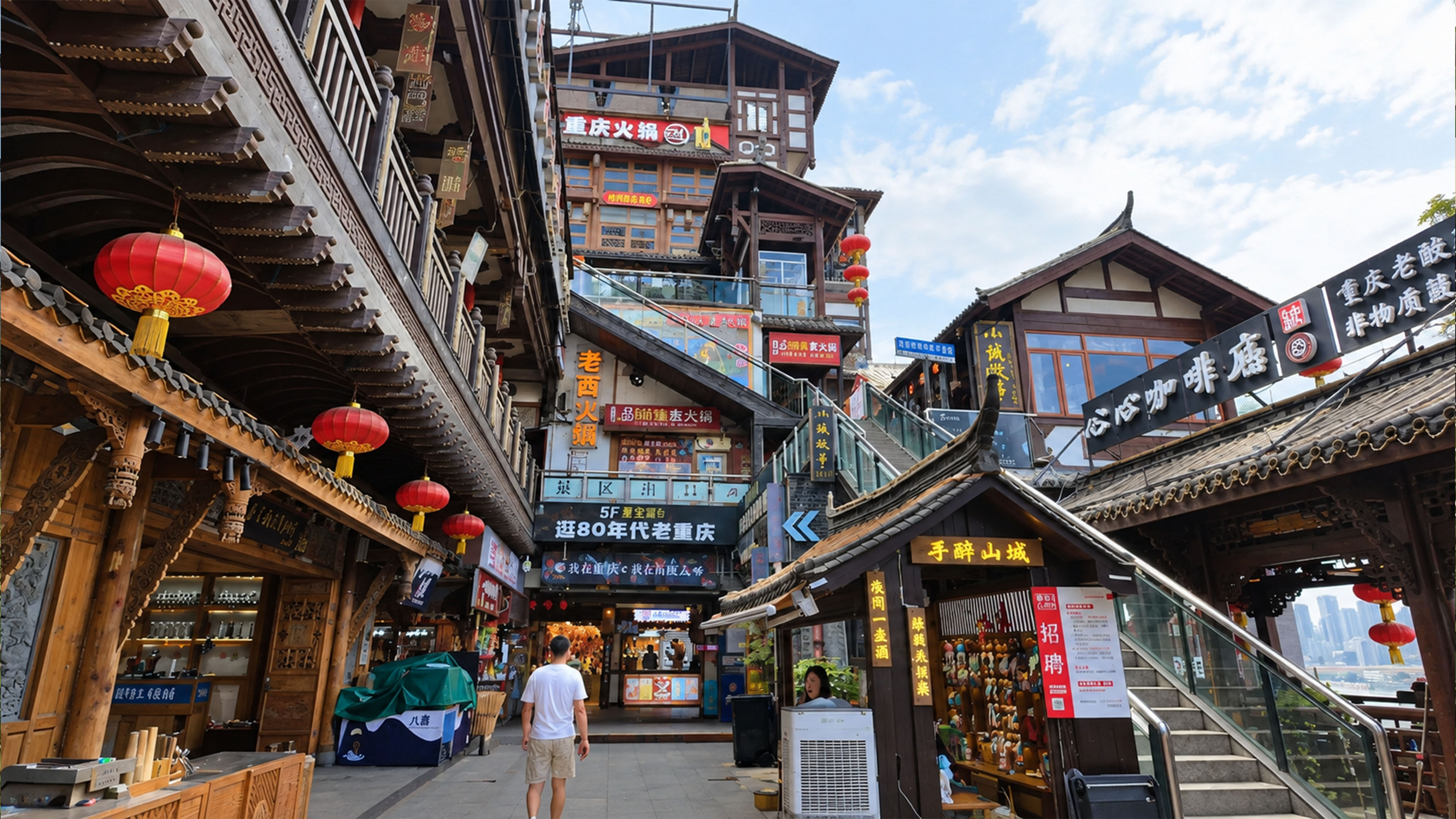 China shows a market where old architecture meets modern life
