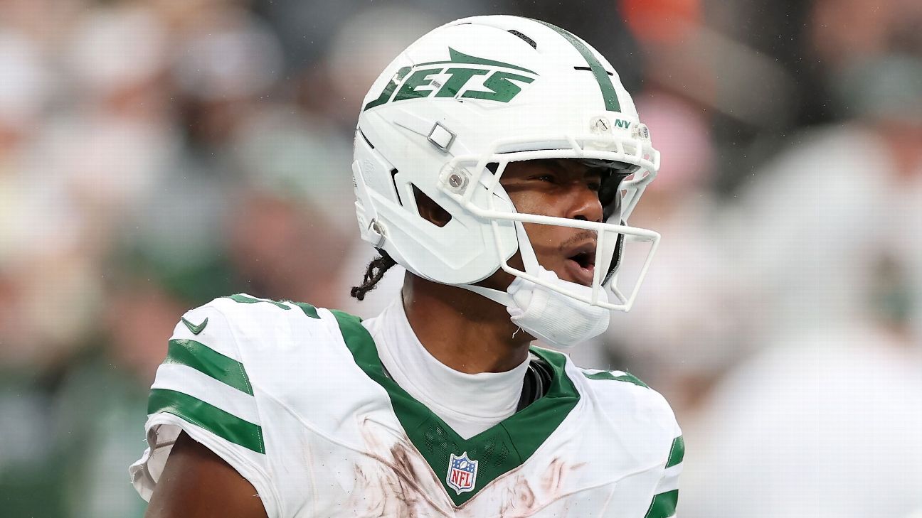 Jets without WR Adonai Mitchell (finger) vs. Lions