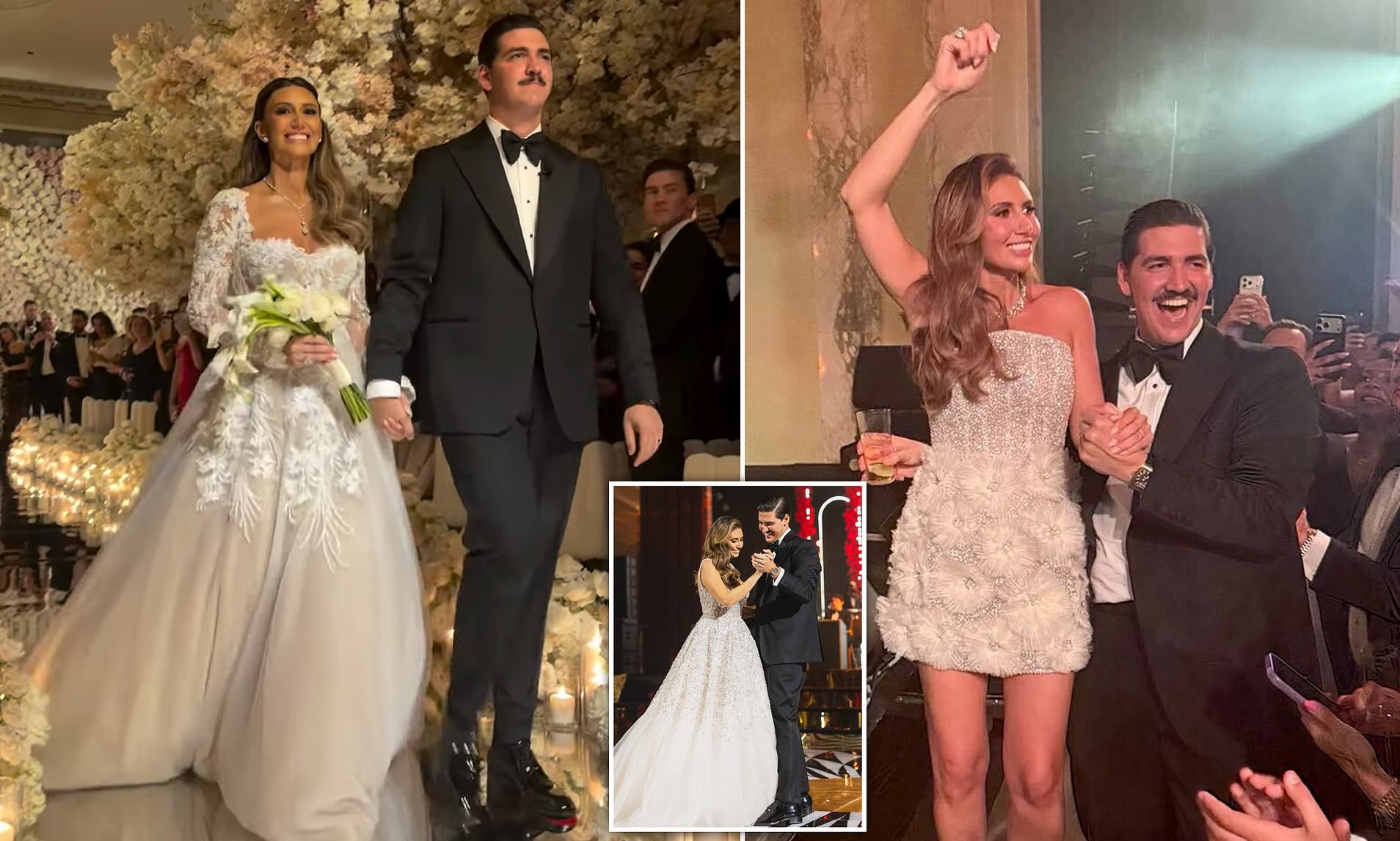 Alina Habba stuns in three glittering wedding dresses as MAGA guests watch her marry billionaire