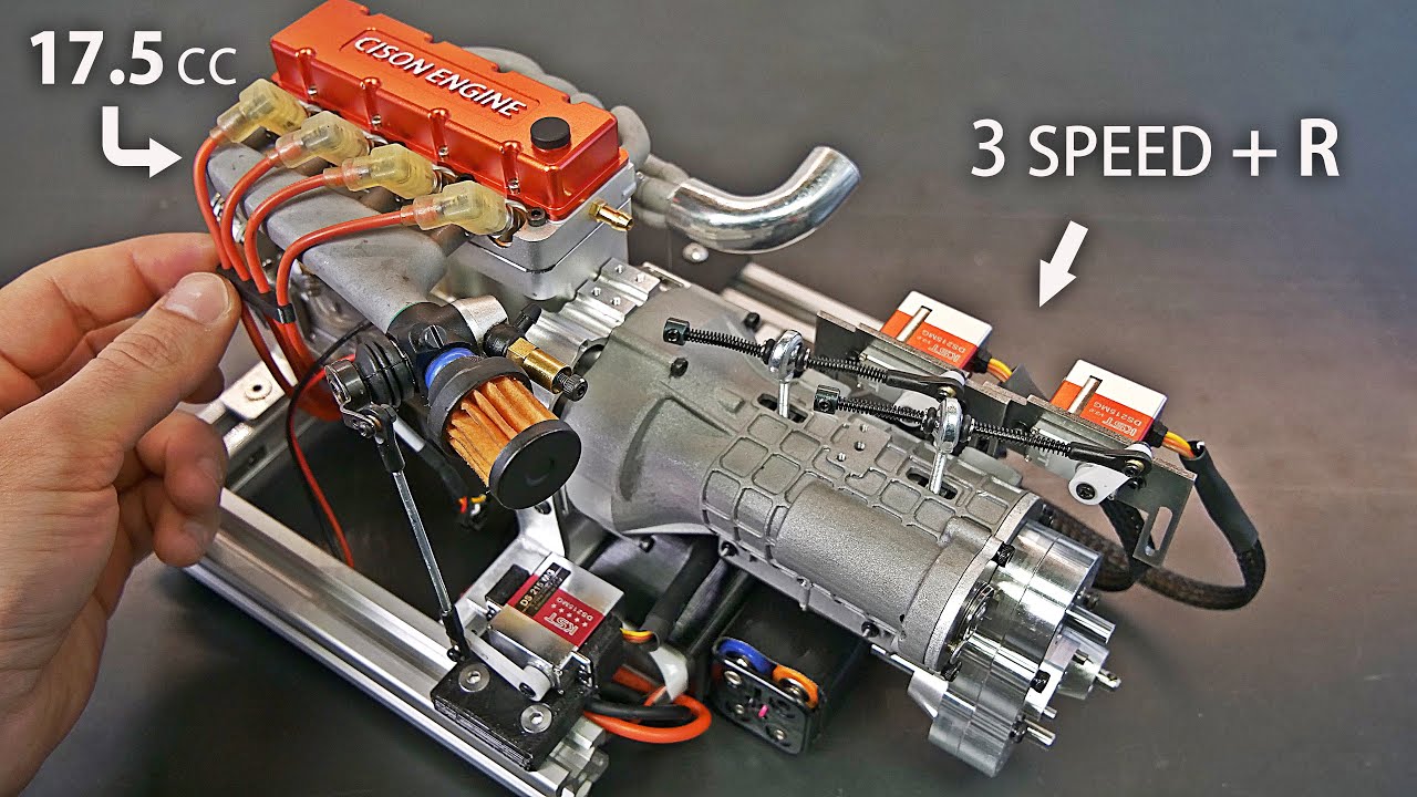 Inside a miniature 4 cylinder engine and gearbox build
