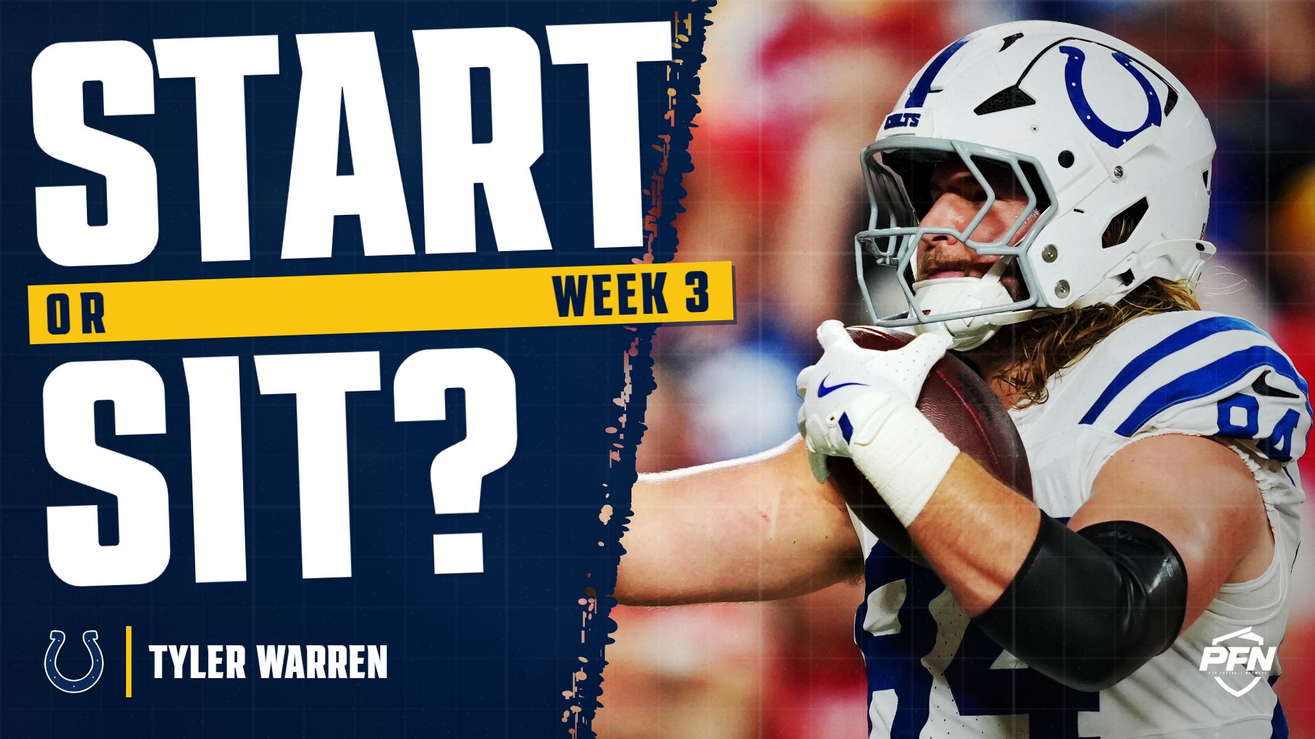 Tyler Warren fantasy week 3 start or sit: Start him even with the ugly line