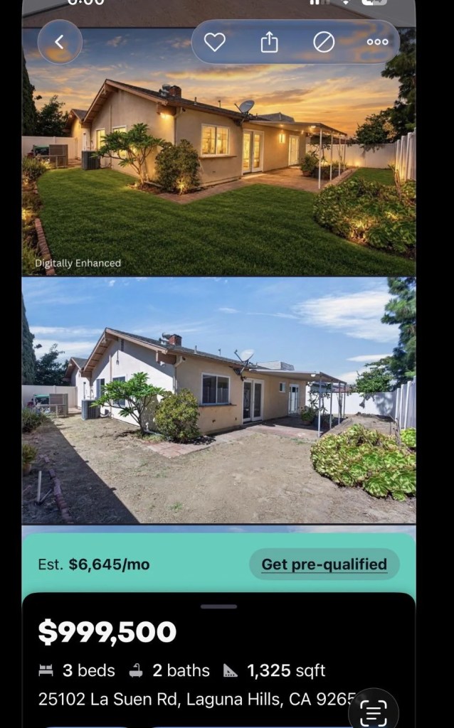 California listing shows dirt backyard with AI staging, and commenters ...