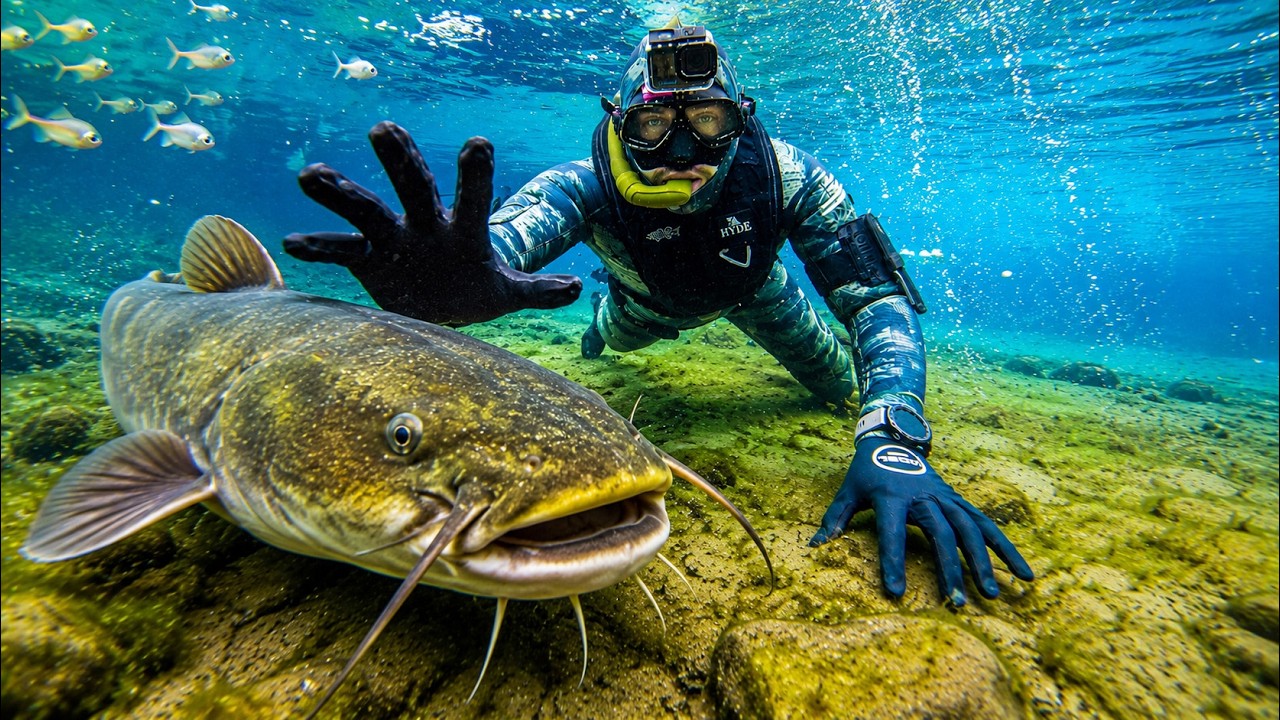 First time fishing fully underwater 🎣