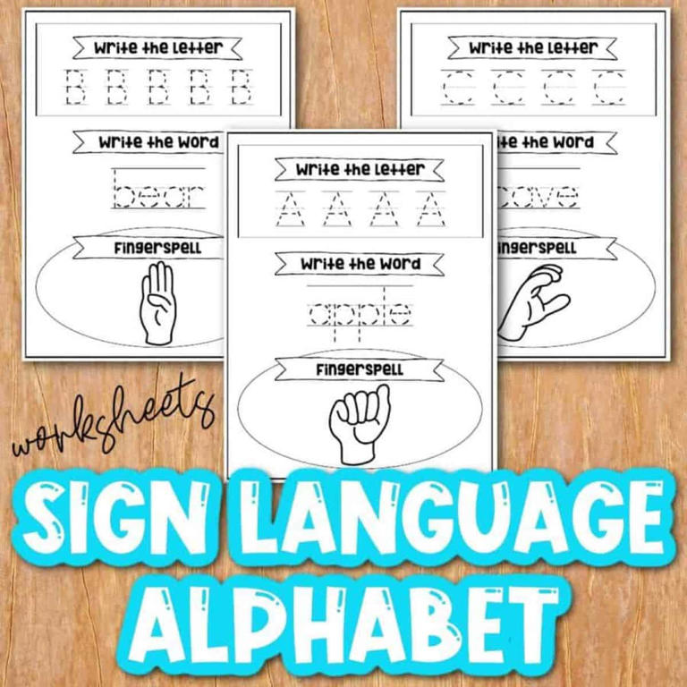 Sign language alphabet worksheets (free, printable PDFs)