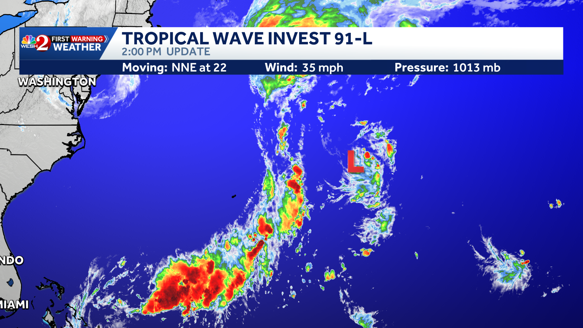 NHC tags tropical disturbance in Atlantic as Invest 91-L