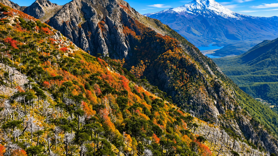 Volcanic craters glow beneath the golden morning light