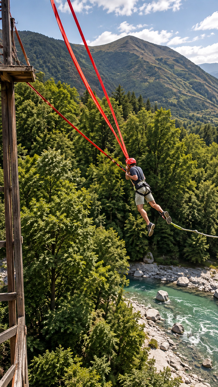 Giant slingshot turns people into human projectiles